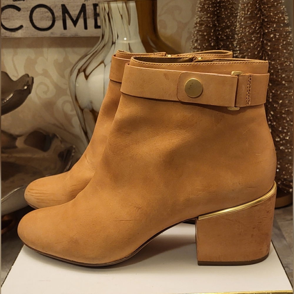 Calvin Klein Tan Ankle Boots with Gold Detail